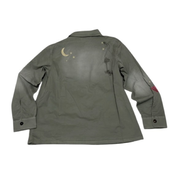 Wildfox Truman Jacket Olive Green Military light distressing embroidery size XL - Picture 11 of 11